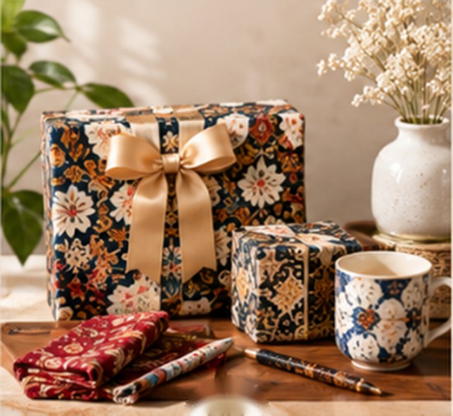 Handmade Gift: kado berbungkus batik, mug, dan pena